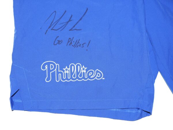 Herbert Iser 2023 Practice Worn & Signed Official Philadelphia Phillies Nike Dri-Fit Shorts