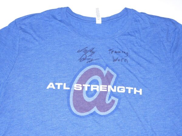 Indigo Diaz 2022 Practice Worn & Signed Official Blue Atlanta Braves Strength XXL Shirt