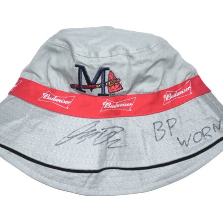 Indigo Diaz 2022 Team Issued & Signed Mississippi Braves Floppy Cap - Promotional Giveaway to 1st 1000 M-Braves Fans Sponsored by Budweiser!!