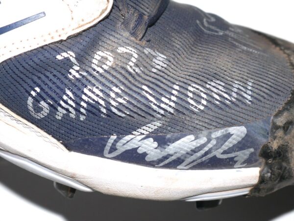 Indigo Diaz 2023 Hudson Valley Renegades Game Worn & Signed Blue & White New Balance Baseball Cleats