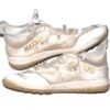 Indigo Diaz 2023 Somerset Patriots Training Worn & Signed White, Tan & Gold Adidas Adizero Shoes