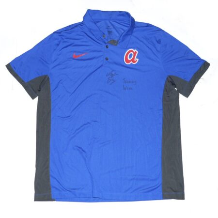 Indigo Diaz Team Issued & Signed Official Atlanta Braves Nike Performance Franchise Polo Shirt