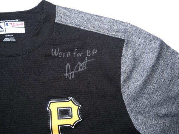 Arden Pabst Team Issued & Signed Official Pittsburgh Pirates Majestic Therma Base Pullover XL Sweatshirt