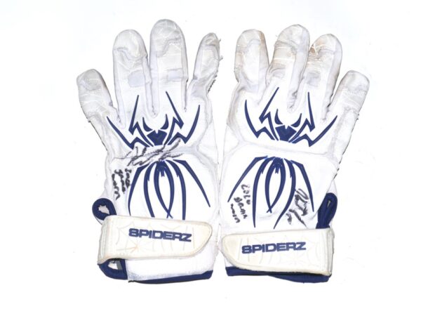 Herbert Iser 2022 Reading Fightin Phils Game Worn & Signed White & Blue Spiderz Batting Gloves