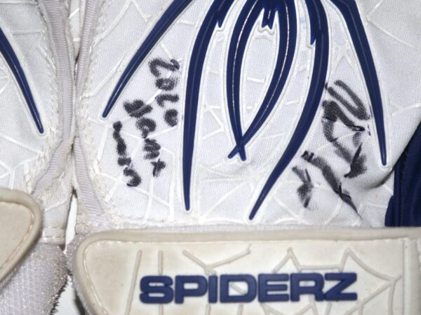 Herbert Iser 2022 Reading Fightin Phils Game Worn & Signed White & Blue Spiderz Batting Gloves