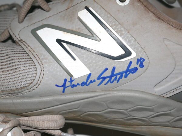 Landon Stephens 2023 Mississippi Braves Game Worn & Signed Grey & White New Balance Baseball Cleats