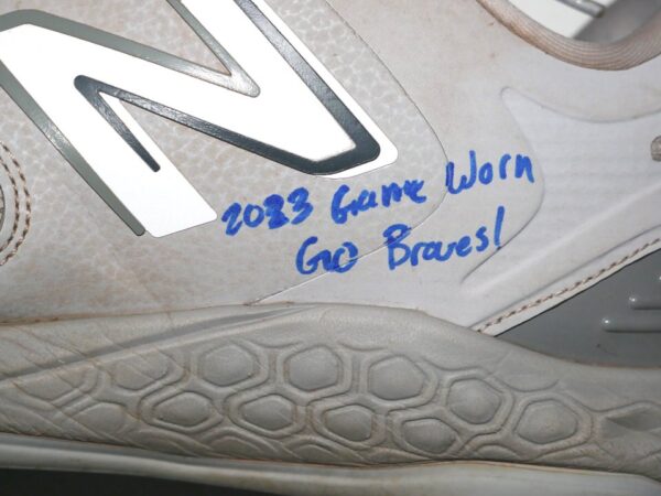 Landon Stephens 2023 Mississippi Braves Game Worn & Signed Grey & White New Balance Baseball Cleats