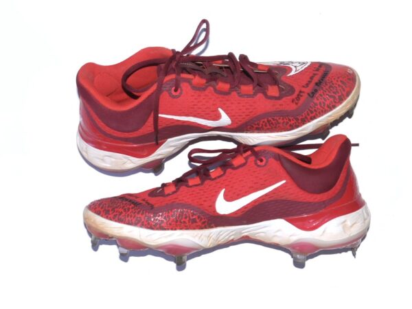 Cade Bunnell 2023 Mississippi Braves Game Worn & Signed Red & White Nike React Baseball Cleats1