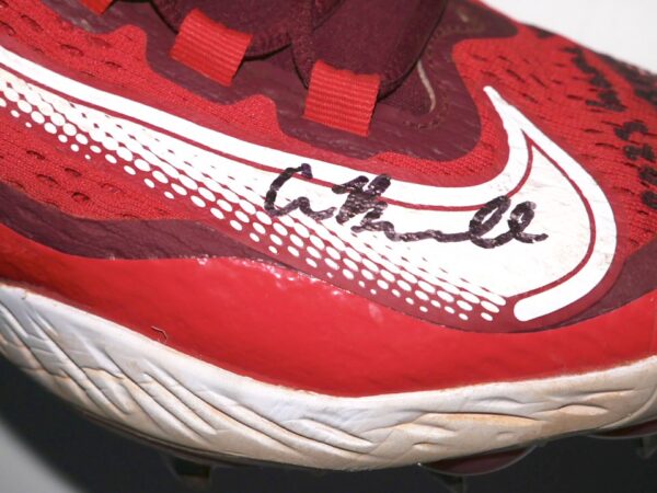 Cade Bunnell 2023 Mississippi Braves Game Worn & Signed Red & White Nike React Baseball Cleats