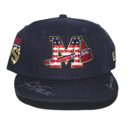 Landon Stephens 2023 Game Worn & Signed Official Mississippi Braves July 4th New Era 59FIFTY Fitted Hat