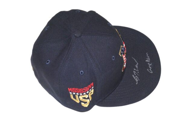 Luke Waddell 2023 Game Worn & Signed Official Mississippi Braves July 4th New Era 59FIFTY Fitted Hat