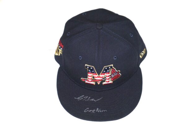 Luke Waddell 2023 Game Worn & Signed Official Mississippi Braves July 4th New Era 59FIFTY Fitted Hat