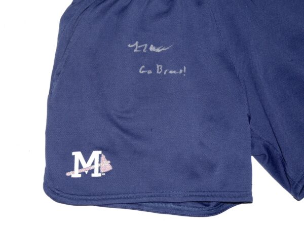 Luke Waddell 2023 Practice Worn & Signed Official Mississippi Braves EvoShield Medium Shorts