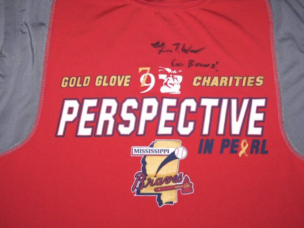 Luke Waddell 2023 Practice Worn & Signed Official Mississippi Braves Gold Glove Charities Augusta Sportswear Shirt