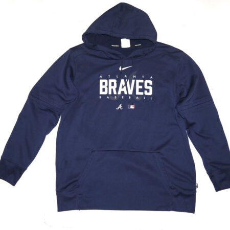 Drew Lugbauer 2023 Team Issued Official Atlanta Braves Baseball Nike Therma-Fit XL Pullover Hooded Sweatshirt