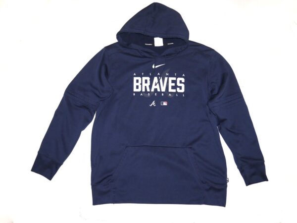 Drew Lugbauer 2023 Team Issued Official Atlanta Braves Baseball Nike Therma-Fit XL Pullover Hooded Sweatshirt