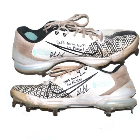 Herbert Iser 2023 Reading Fightin Phils Game Worn & Signed Go Phillies! Nike Force Zoom Trout Baseball Cleats