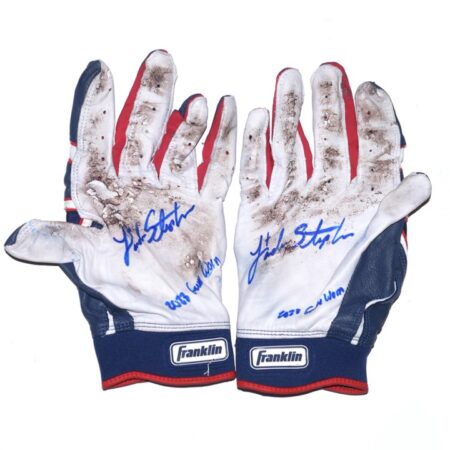 Landon Stephens 2023 Mississippi Braves Game Worn & Signed Franklin Powerstrap Batting Gloves