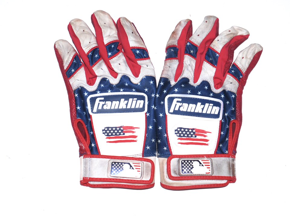 Luke Waddell 2023 Mississippi Braves Game Worn Signed July 4th Franklin Batting Gloves