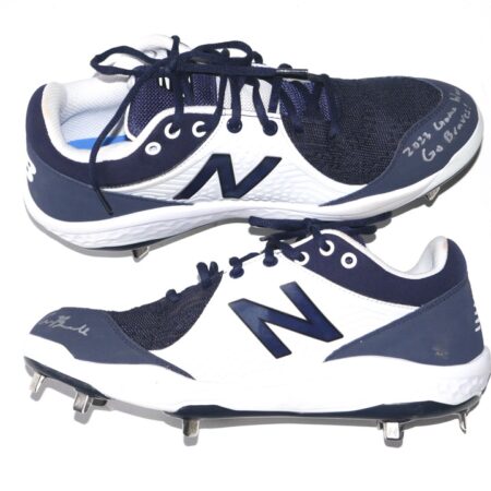 Cade Bunnell 2023 Mississippi Braves Game Worn & Signed Blue & White New Balance Baseball Cleats1