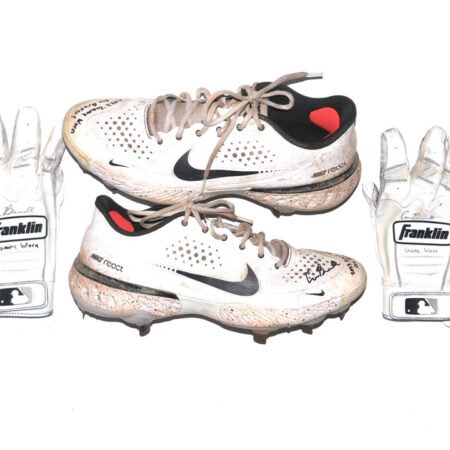 Cade Bunnell 2023 Mississippi Braves Game Worn & Signed Nike Baseball Cleats & Franklin Batting Gloves