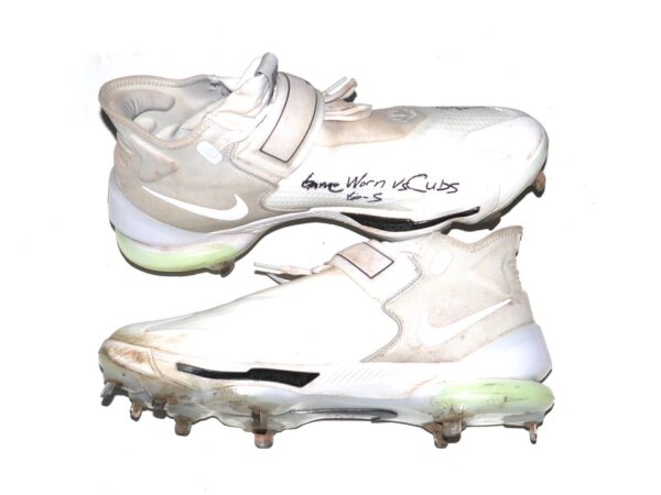 Darius Vines 2023 Atlanta Braves Game Worn & Signed Nike Trout Baseball Cleats - Pitched 6 Innings, Ronald Acuna Jr became 1st 40:70 Member!