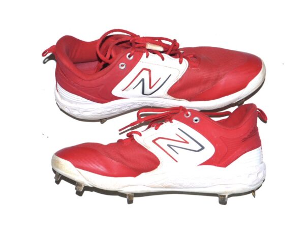 David McCabe 2023 Rome Braves Game Worn & Signed Red & White New Balance Baseball Cleats