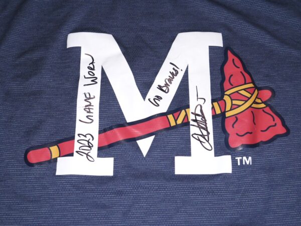 Javier Valdes 2023 Game Worn & Signed Official Mississippi Braves Long Sleeve EvoShield Shirt