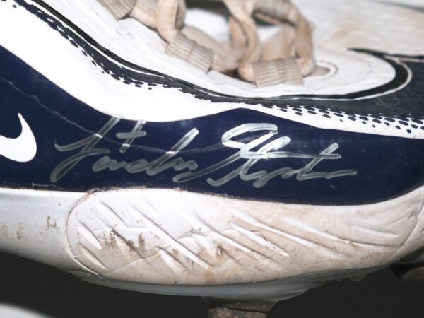 Landon Stephens 2023 Mississippi Braves Game Worn & Signed White & Navy Nike React Baseball Cleats