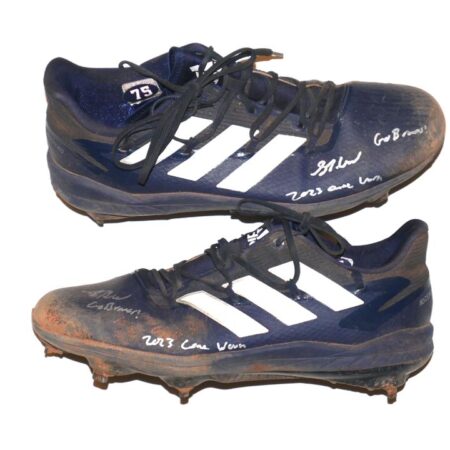 Luke Waddell 2023 Atlanta Braves #75 Game Worn & Signed Blue & White Adidas Adizero Baseball Cleats