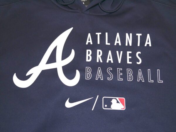 Luke Waddell Training Worn Official Atlanta Braves Baseball Nike Dri-Fit Pullover Hooded Sweatshirt