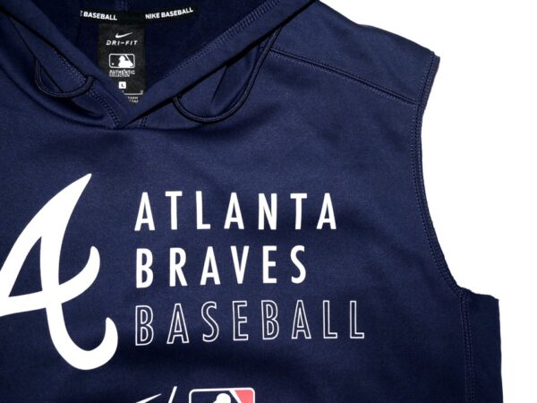 Luke Waddell Training Worn Official Atlanta Braves Baseball Nike Dri-Fit Pullover Hooded Sweatshirt