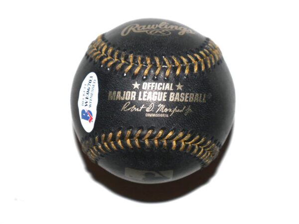 Shane Bieber Cleveland Guardians Signed Black Leather OML Baseball with 2020 Triple Crown & 2020 AL CY Young Inscriptions