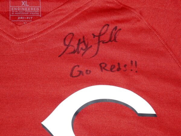 Stuart Fairchild 2023 Pregame Worn & Signed Official Cincinnati Reds #57 Nike Authentic Collection V-Neck T-Shirt1
