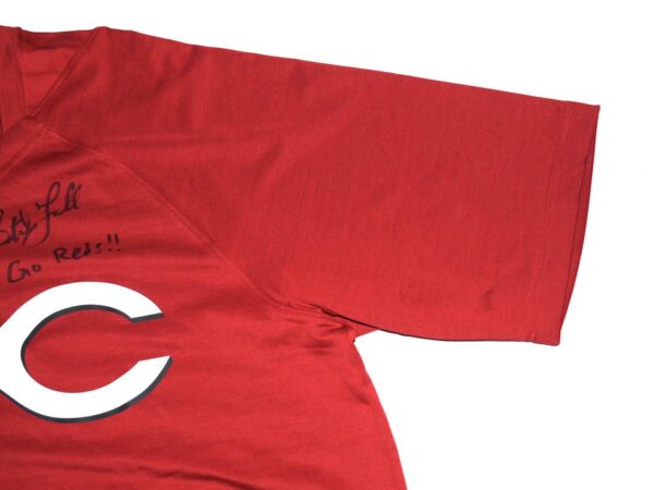 Stuart Fairchild 2023 Pregame Worn & Signed Official Cincinnati Reds #57 Nike Authentic Collection V-Neck T-Shirt