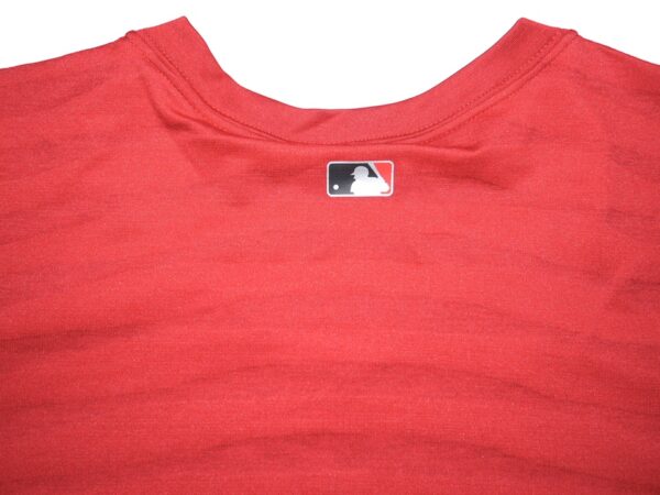 Stuart Fairchild 2023 Pregame Worn & Signed Official Cincinnati Reds #57 Nike Authentic Collection V-Neck T-Shirt