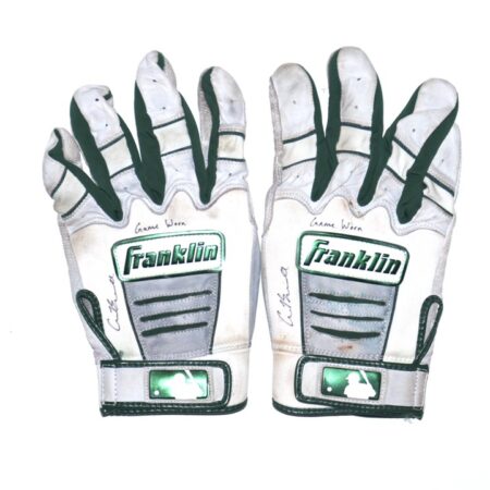 Cade Bunnell 2023 Mississippi Braves Game Worn & Signed White & Green Franklin Batting Gloves