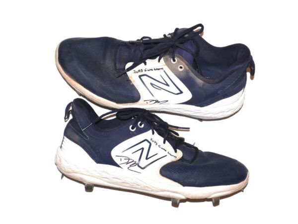 David McCabe 2023 Rome Braves Game Worn & Signed Blue & White New Balance Baseball Cleats