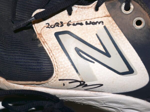 David McCabe 2023 Rome Braves Game Worn & Signed Blue & White New Balance Baseball Cleats