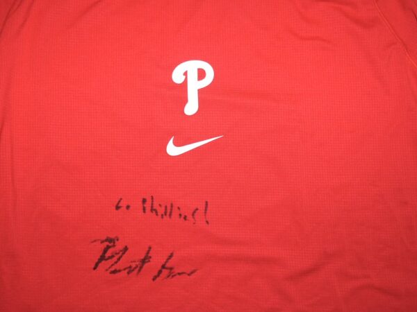 Herbert Iser 2023 Practice Worn & Signed Official Philadelphia Phillies Long Sleeve Nike Dri-Fit Shirt