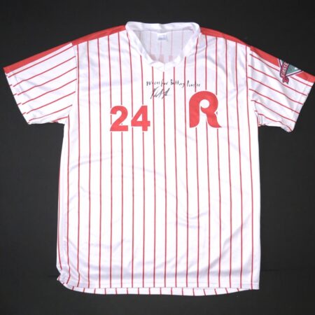 Herbert Iser Reading Fightin Phils Batting Practice Worn & Signed Mike Schmidt Replica Jersey