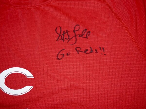 Stuart Fairchild 2023 Practice Worn & Signed Official Cincinnati Reds FAIRCHILD #57 Nike Dri-Fit Shirt
