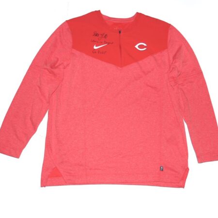 Stuart Fairchild Player Issued & Signed Official Cincinnati Reds FAIRCHILD 57 Authentic Collection Game Time Performance Nike Half-Zip XL Top