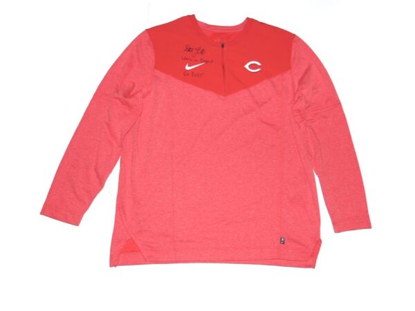 Stuart Fairchild Player Issued & Signed Official Cincinnati Reds FAIRCHILD 57 Authentic Collection Game Time Performance Nike Half-Zip XL Top