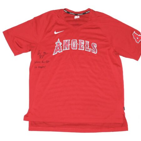 Ben Joyce 2023 Player Issued & Signed Official Los Angeles Angels #44 Nike Authentic Collection V-Neck Shirt - Worn for BP!
