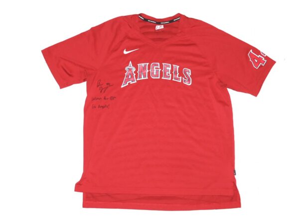 Ben Joyce 2023 Player Issued & Signed Official Los Angeles Angels #44 Nike Authentic Collection V-Neck Shirt - Worn for BP!