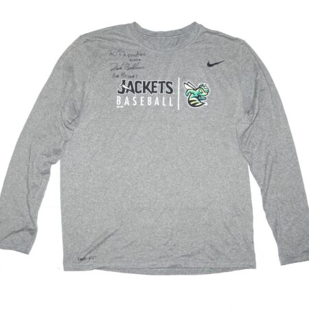 Drake Baldwin Practice Worn & Signed Official Augusta GreenJackets Baseball Long Sleeve Nike Dri-Fit XL Shirt