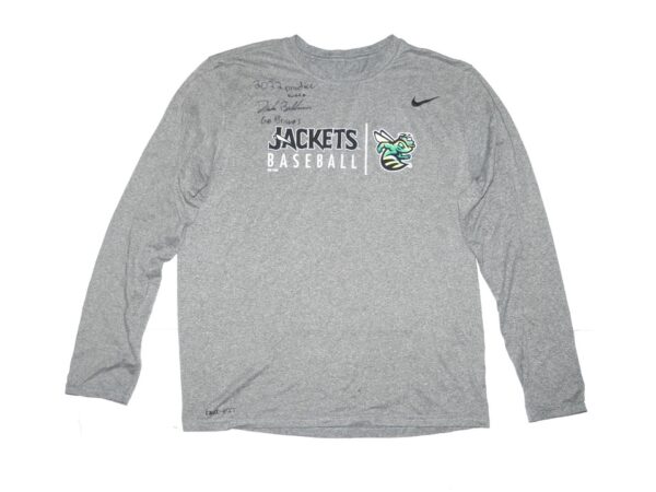 Drake Baldwin Practice Worn & Signed Official Augusta GreenJackets Baseball Long Sleeve Nike Dri-Fit XL Shirt