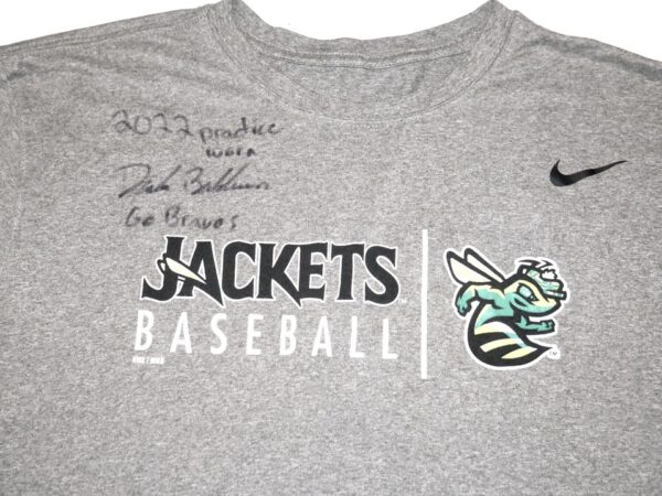 Drake Baldwin Practice Worn & Signed Official Augusta GreenJackets Baseball Long Sleeve Nike Dri-Fit XL Shirt