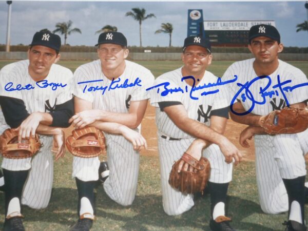 Clete Boyer, Tony Kubek, Bobby Richardson & Joe Pepitone Signed New York Yankees World Series Champs 8 x 10 - JSA